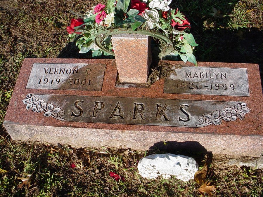  Vernon C. Sparks & Marilyn Crowson Headstone Photo, Auxvasse Cemetery, Callaway County genealogy