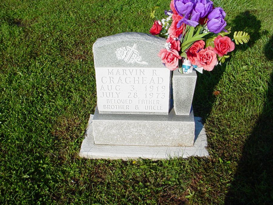  Marvin R. Craghead Headstone Photo, Auxvasse Cemetery, Callaway County genealogy