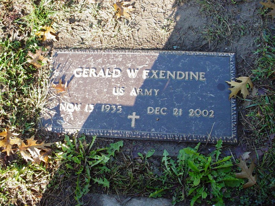  Gerald W. Exendine Headstone Photo, Auxvasse Cemetery, Callaway County genealogy