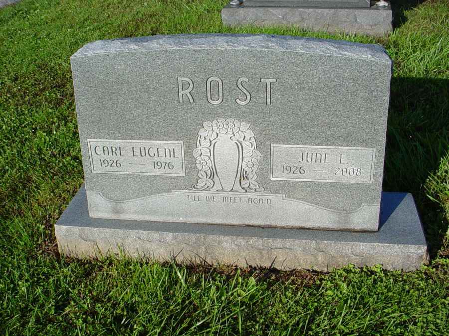  Carl E. & June E. Rost Headstone Photo, Auxvasse Cemetery, Callaway County genealogy