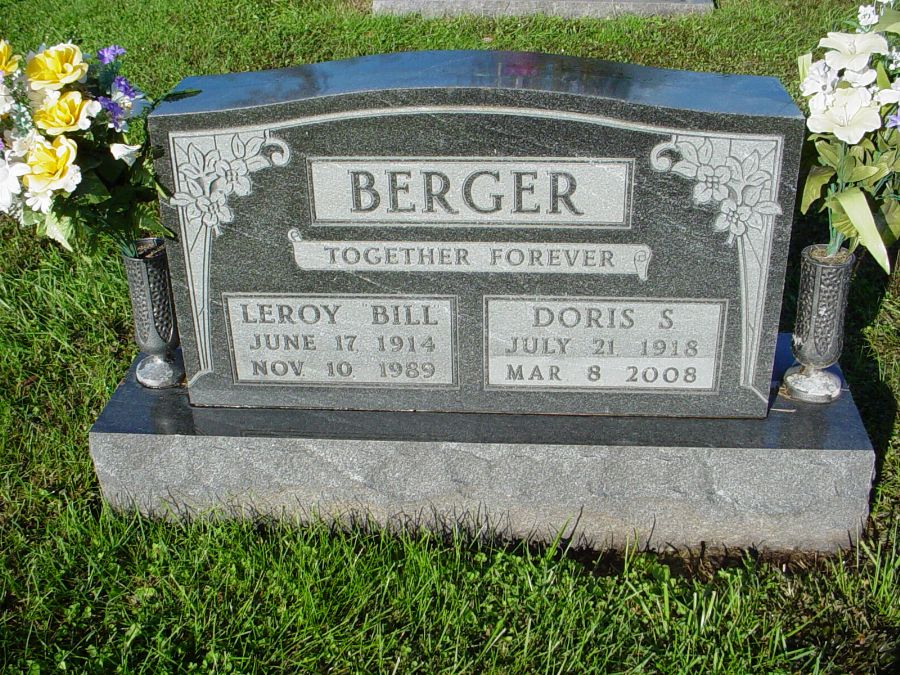  Leroy Bill & Doris S. Berger Headstone Photo, Auxvasse Cemetery, Callaway County genealogy
