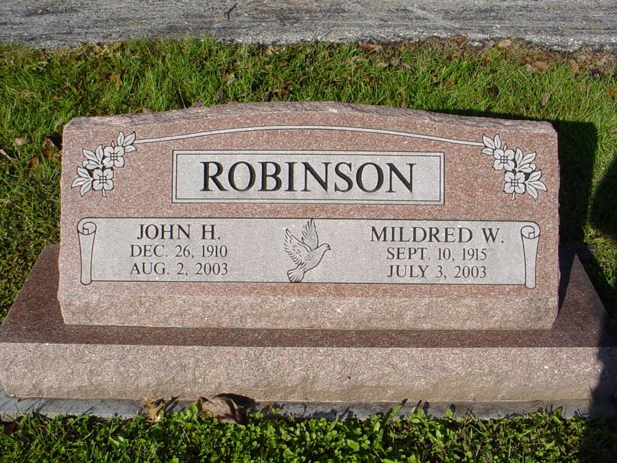  John H. Robinson & Mildred W. Kennon Headstone Photo, Auxvasse Cemetery, Callaway County genealogy
