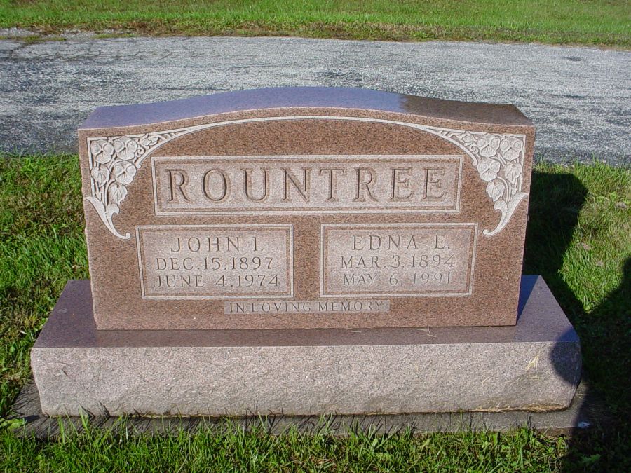  John T. & Edna E. Roundtree Headstone Photo, Auxvasse Cemetery, Callaway County genealogy