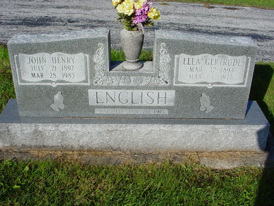  John H. English & Ella G. Meador Headstone Photo, Auxvasse Cemetery, Callaway County genealogy