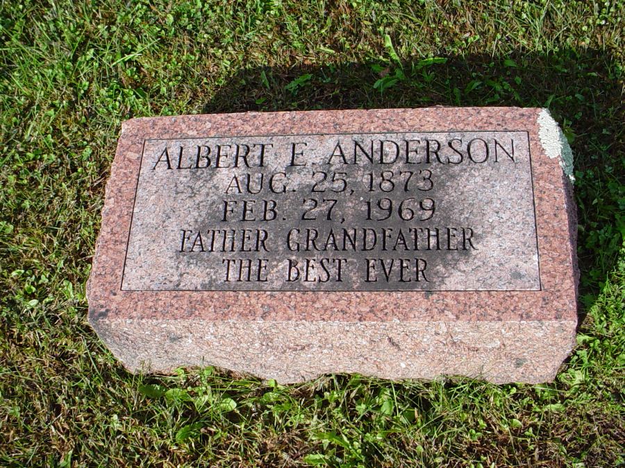  Albert E. Anderson Headstone Photo, Auxvasse Cemetery, Callaway County genealogy