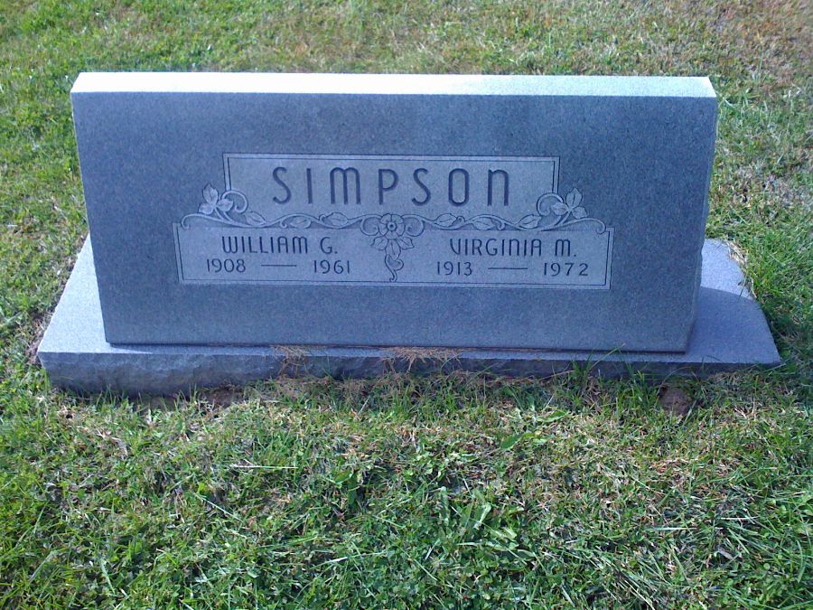  William G. & Virginia M. Simpson Headstone Photo, Auxvasse Cemetery, Callaway County genealogy