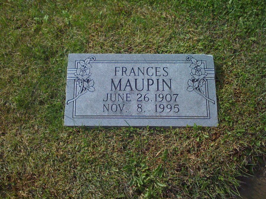  Frances Maupin Headstone Photo, Auxvasse Cemetery, Callaway County genealogy