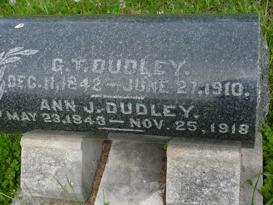  Gwin Tyler Dudley & Ann J. Holland Headstone Photo, Bachelor Cemetery, Callaway County genealogy