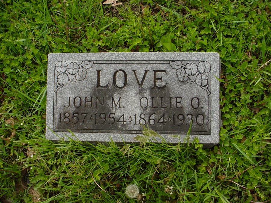  John M. Love & Ollie O. Day Headstone Photo, Bachelor Cemetery, Callaway County genealogy