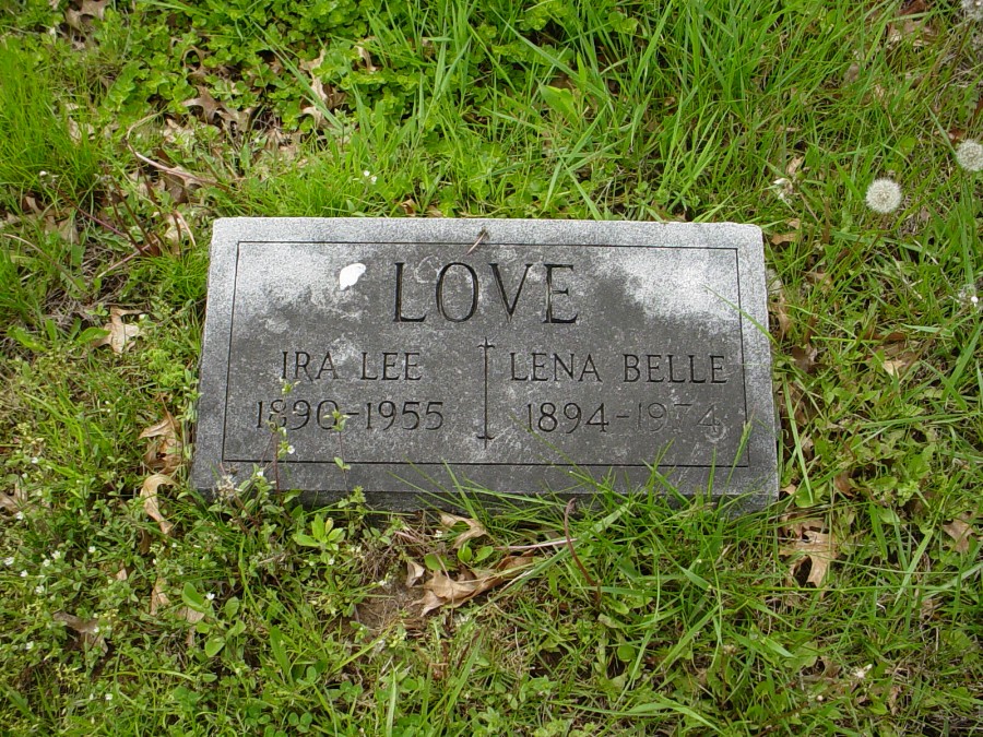  Ira Lee Love & Lena Bell Myers Headstone Photo, Bachelor Cemetery, Callaway County genealogy
