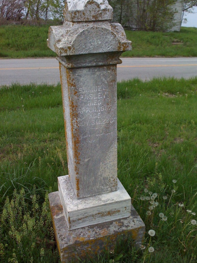  Samuel Pasley Headstone Photo, Bachelor Cemetery, Callaway County genealogy