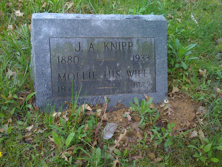  John A. & Mollie Knipp Headstone Photo, Bachelor Cemetery, Callaway County genealogy