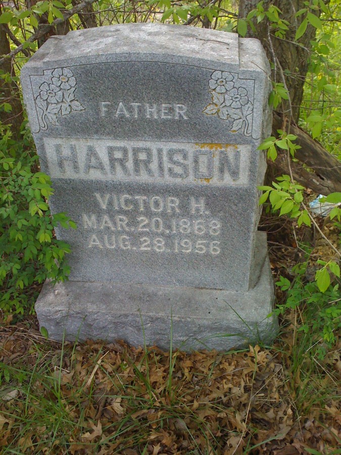  Victor Hugo Harrison Headstone Photo, Bachelor Cemetery, Callaway County genealogy