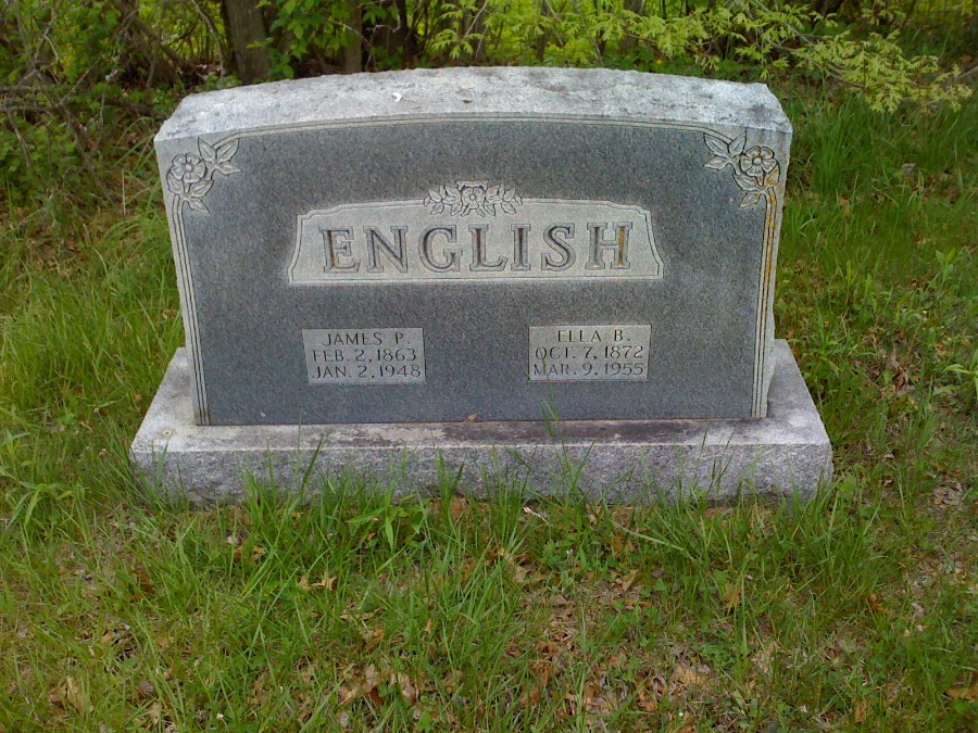  James P. English & Ella B. Love Headstone Photo, Bachelor Cemetery, Callaway County genealogy