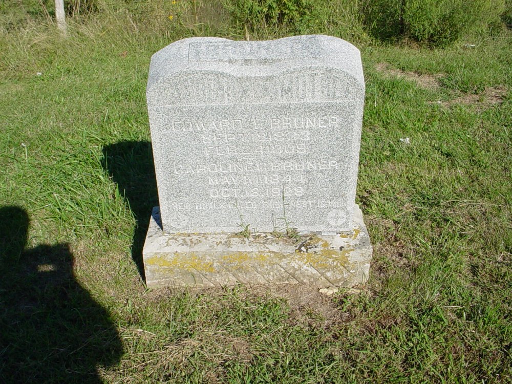  Edward & Caroline Bruner Headstone Photo, Boydsville Christian Church Cemetery, Callaway County genealogy