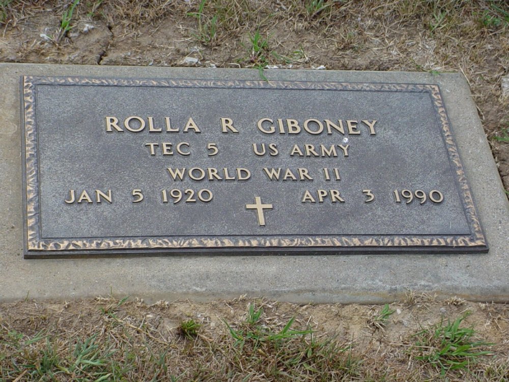  Rolla R. Giboney Headstone Photo, Callaway Memorial Gardens, Callaway County genealogy