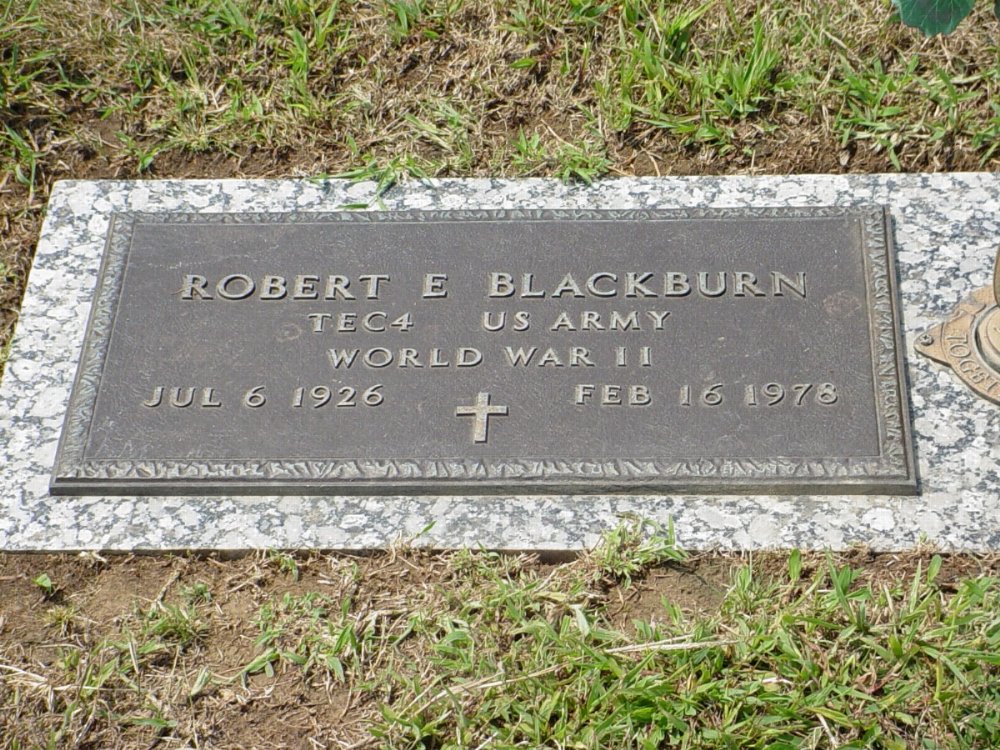  Robert E. Blackburn Headstone Photo, Callaway Memorial Gardens, Callaway County genealogy
