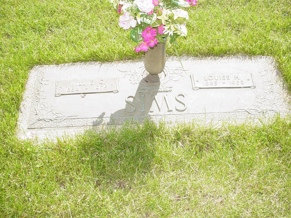  Willie Sims and Louise Niemann Headstone Photo, Callaway Memorial Gardens, Callaway County genealogy