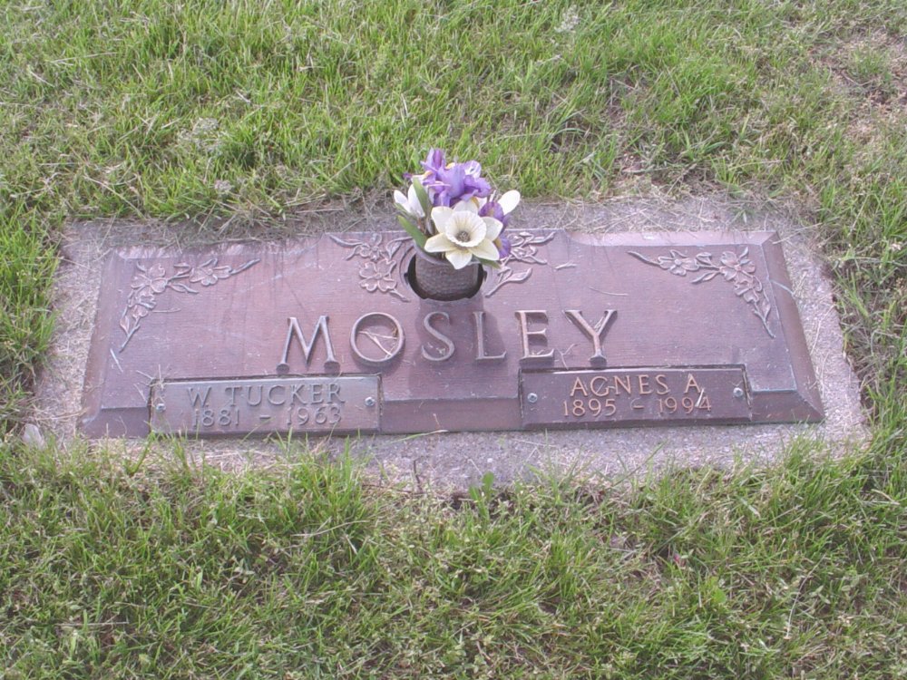  W. Tucker and Agnes A. Mosley Headstone Photo, Callaway Memorial Gardens, Callaway County genealogy