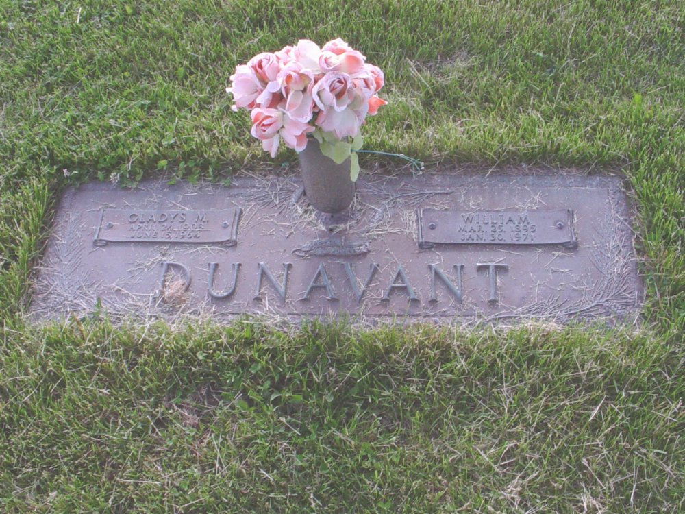  William Dunavant & Gladys Grimm Headstone Photo, Callaway Memorial Gardens, Callaway County genealogy