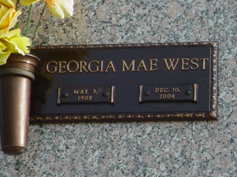  Georgia Mae West Headstone Photo, Callaway Memorial Gardens, Callaway County genealogy