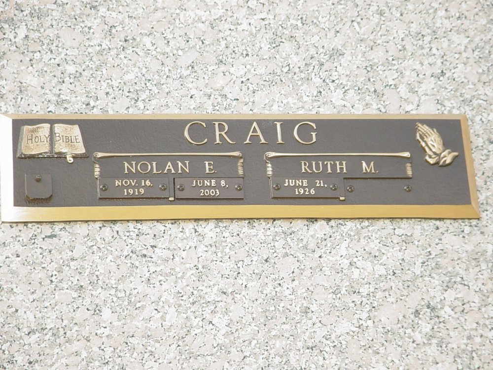  Nolan E. Craig Headstone Photo, Callaway Memorial Gardens, Callaway County genealogy