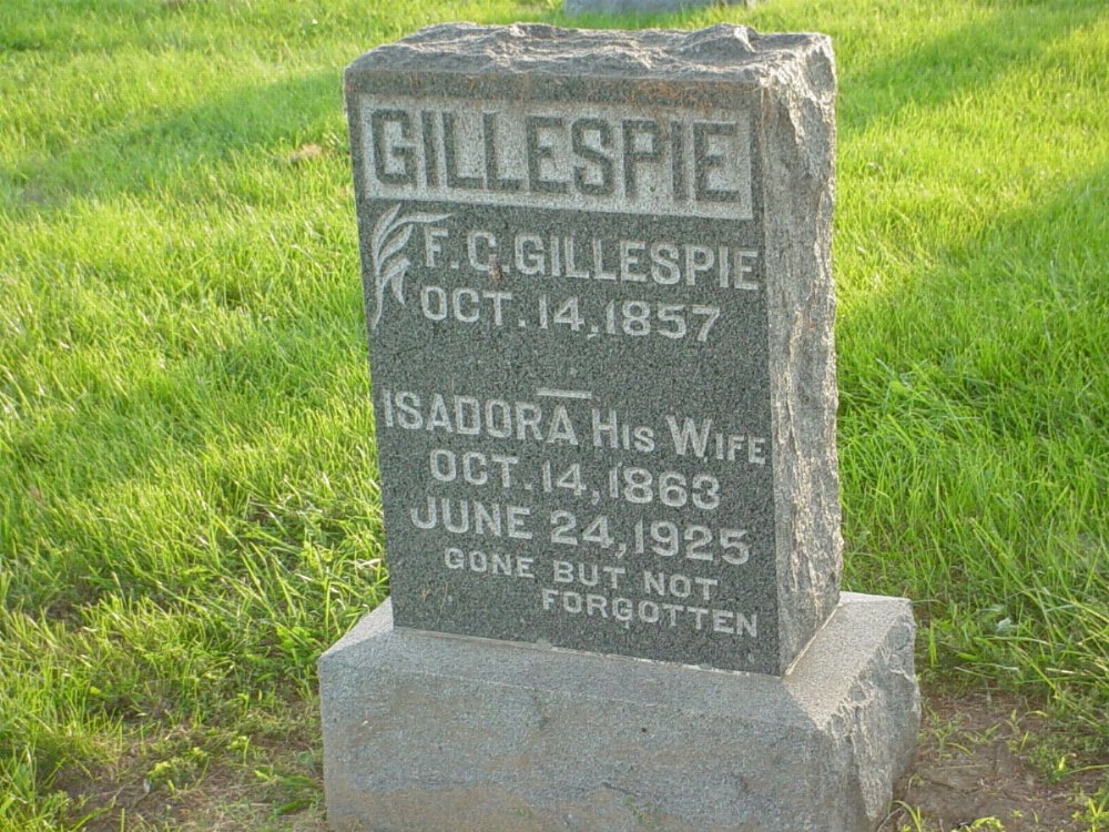  Fulton C. Gillespie & Isadora Trel Headstone Photo, Carrington Baptist Church Cemetery, Callaway County genealogy