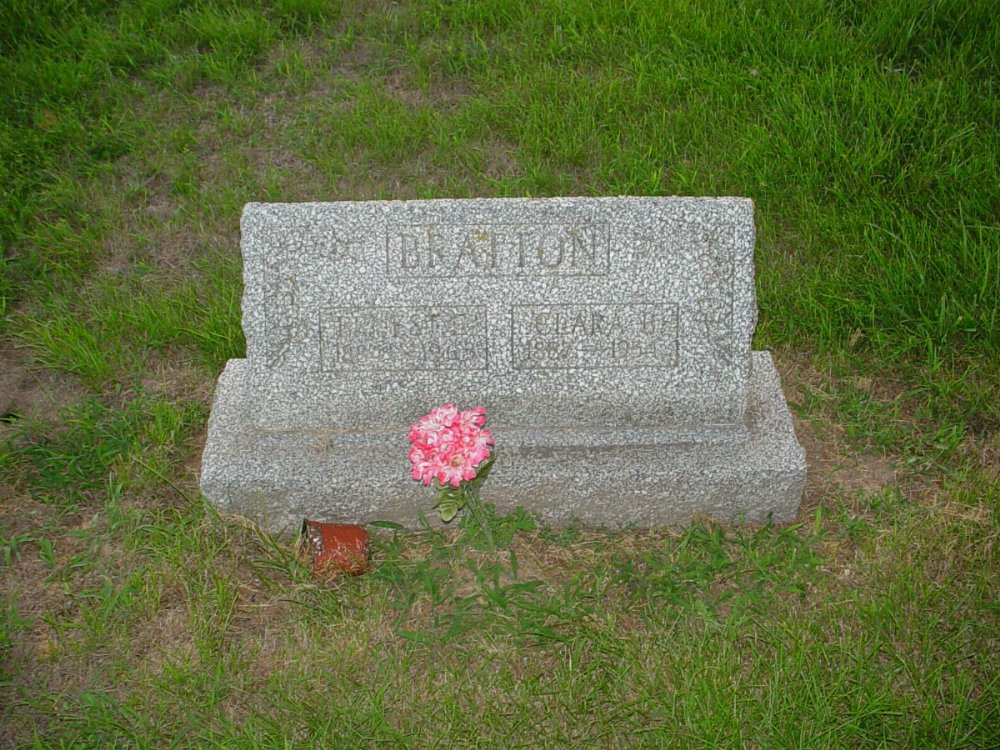  Ernest Bratton & Clara Stewart Headstone Photo, Carrington Baptist Church Cemetery, Callaway County genealogy