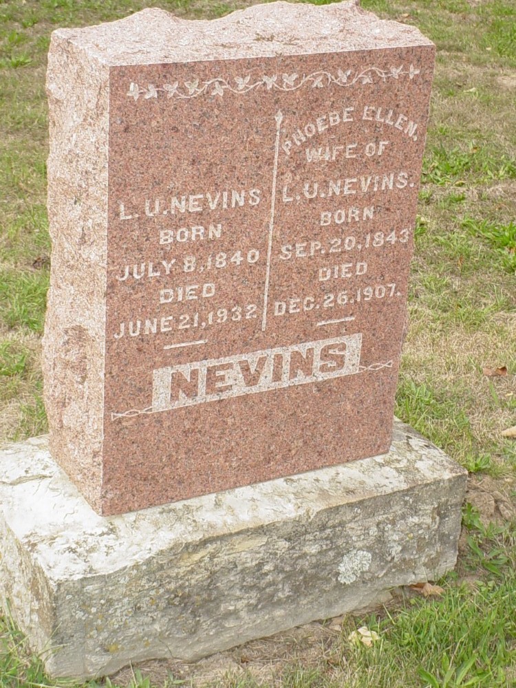  Lockwood Nevins & Phoebe E. Long Headstone Photo, Carrington Baptist Church Cemetery, Callaway County genealogy