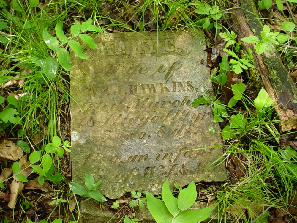 Mary C. Overton Hawkins Headstone Photo, Cason Family Cemetery, Callaway County genealogy