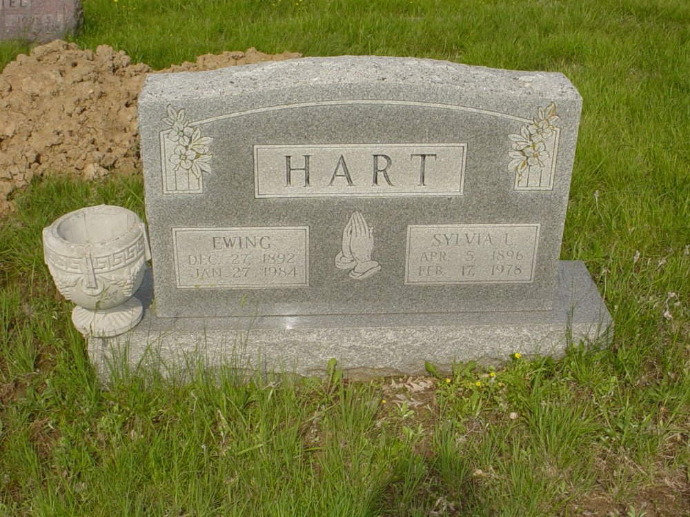  Ewing and Sylvia Hart Headstone Photo, Central Christian Church Cemetery, Callaway County genealogy