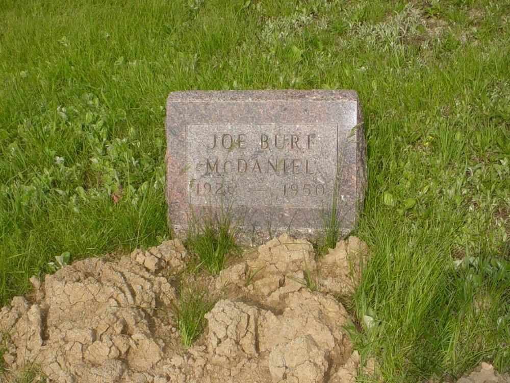  Joe Burt McDaniel Headstone Photo, Central Christian Church Cemetery, Callaway County genealogy