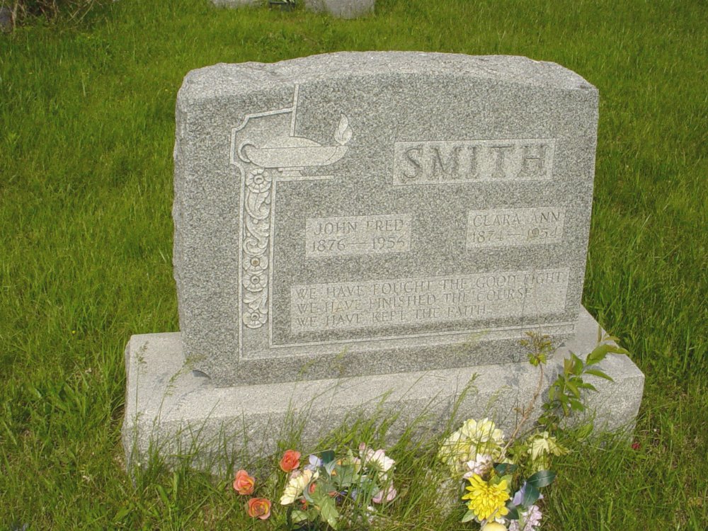  John Fred and Clara Ann Smith Headstone Photo, Central Christian Church Cemetery, Callaway County genealogy