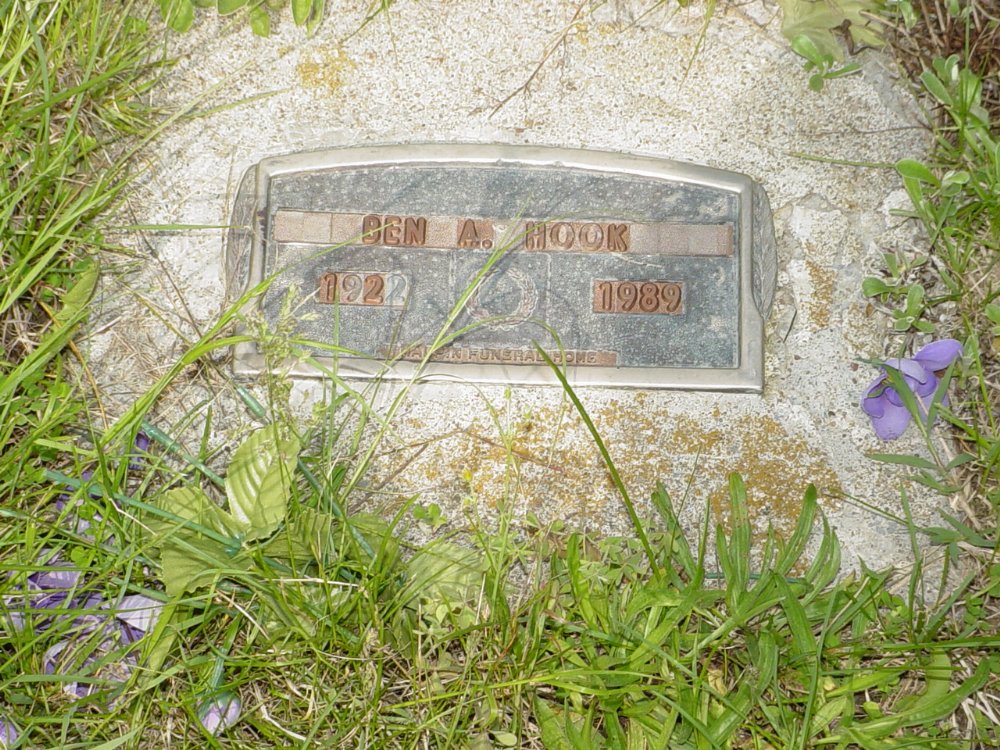  Benjamin A. Hook Headstone Photo, Central Christian Church Cemetery, Callaway County genealogy