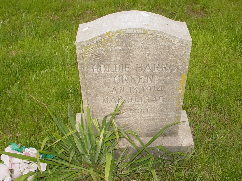  Goldie Harris Green Headstone Photo, Central Christian Church Cemetery, Callaway County genealogy