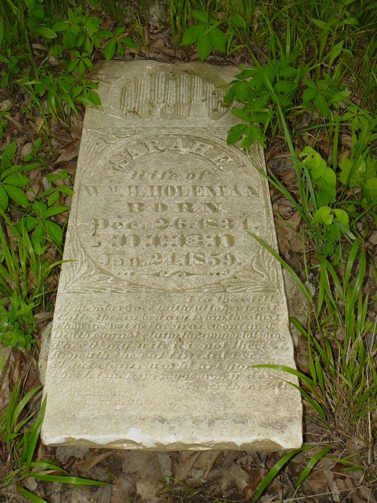  Sarah Guthrie Holman Headstone Photo, Criswell Cemetery, Callaway County genealogy