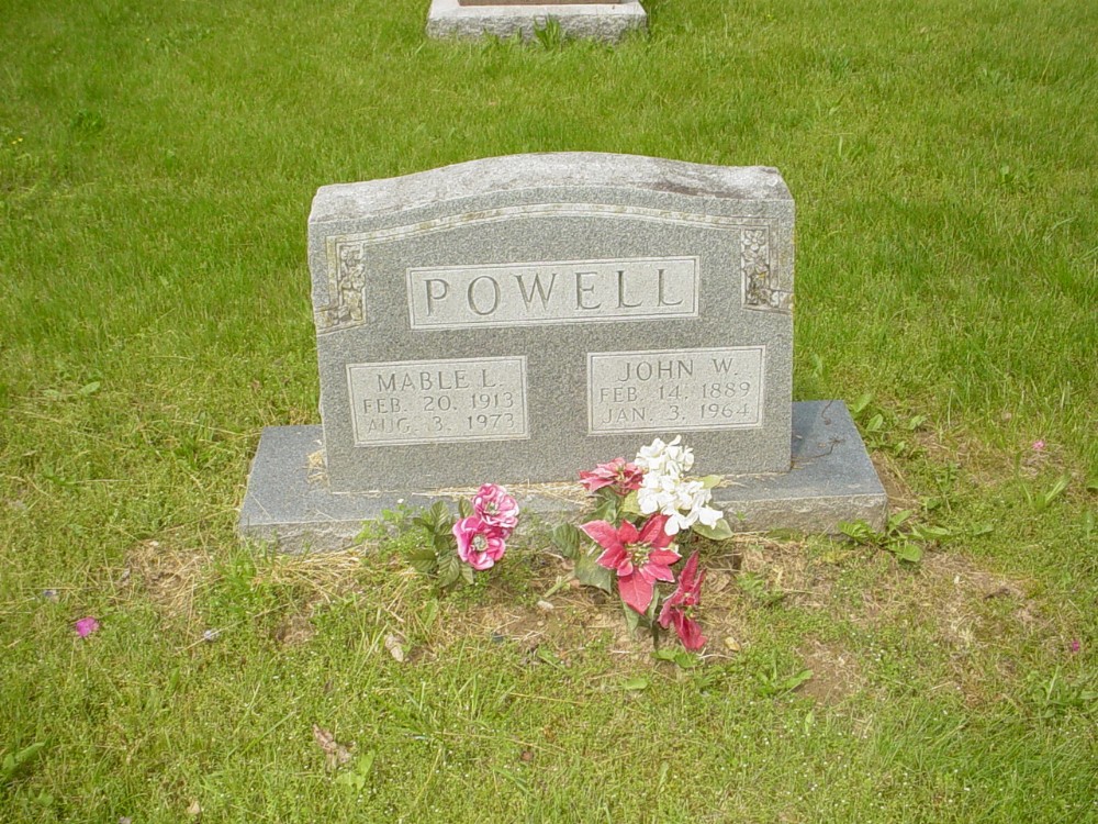  John W. Powell & Mable L. Powell Headstone Photo, Old Prospect Methodist Cemetery, Callaway County genealogy