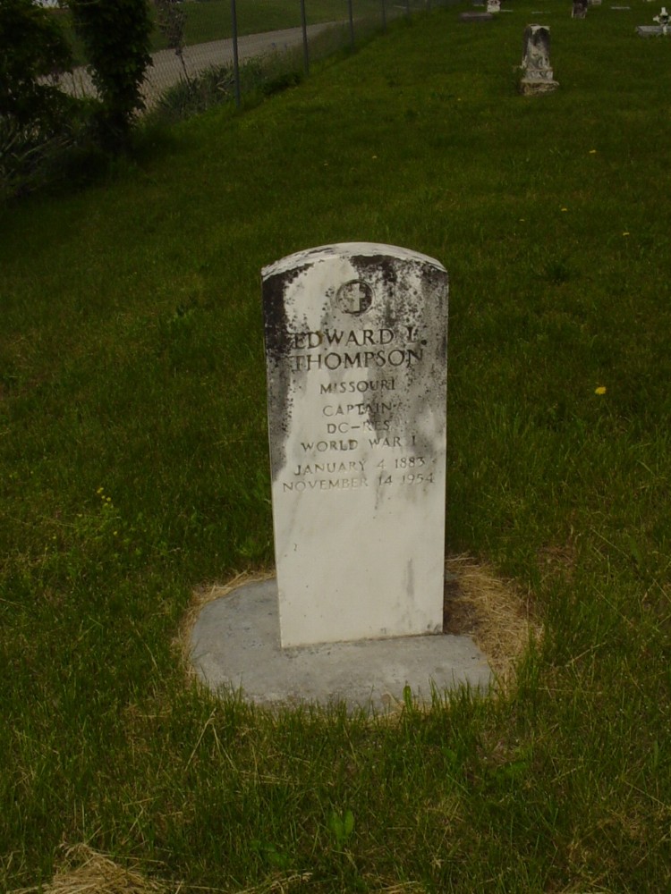  Edward L. Thompson Headstone Photo, Old Prospect Methodist Cemetery, Callaway County genealogy
