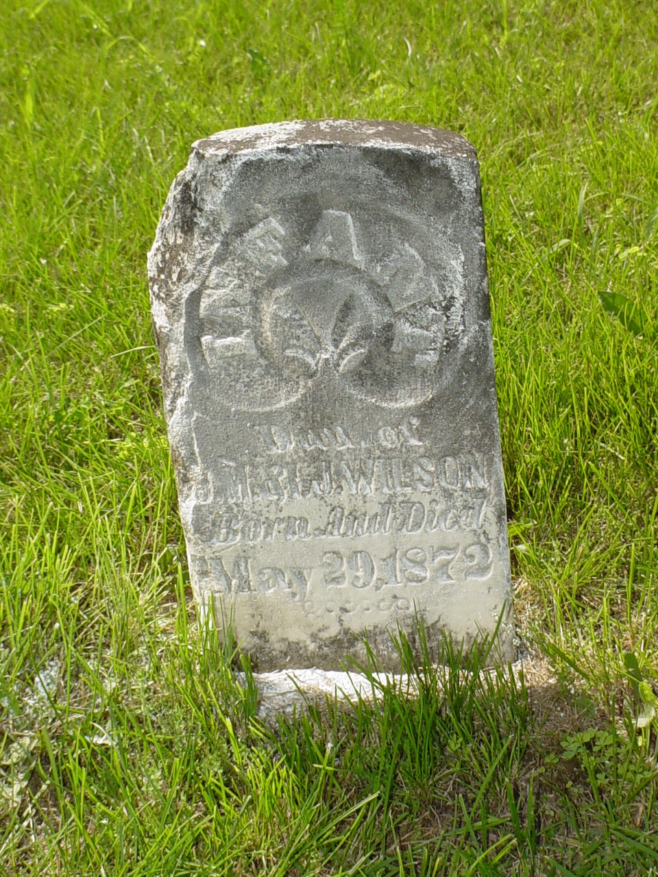  Infant 1872 Wilson Headstone Photo, Old Prospect Methodist Cemetery, Callaway County genealogy
