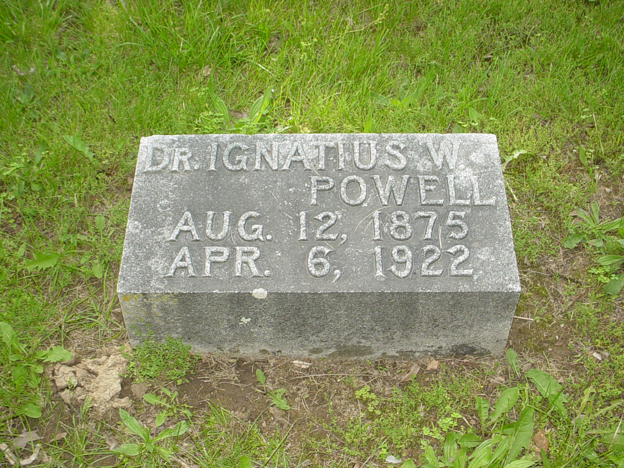  Ignatius W. Powell Headstone Photo, Old Prospect Methodist Cemetery, Callaway County genealogy