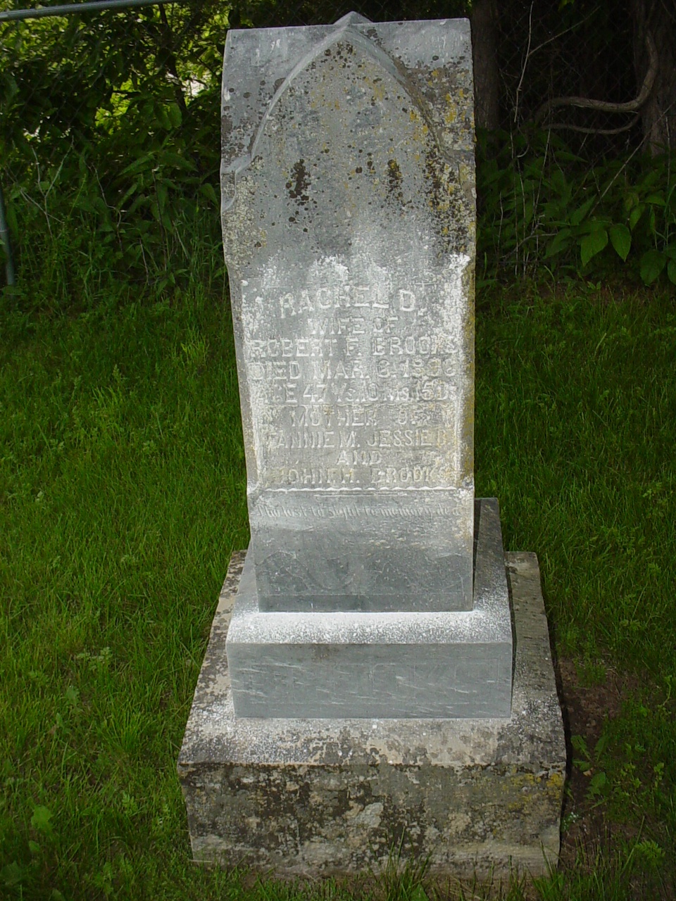  Rachel D. Brooks Headstone Photo, Old Prospect Methodist Cemetery, Callaway County genealogy