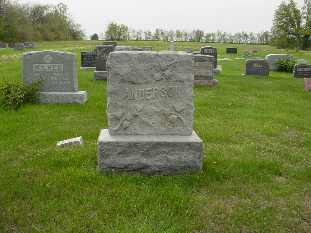  John & Emma Anderson Headstone Photo, Williamsburg Cemetery, Callaway County genealogy