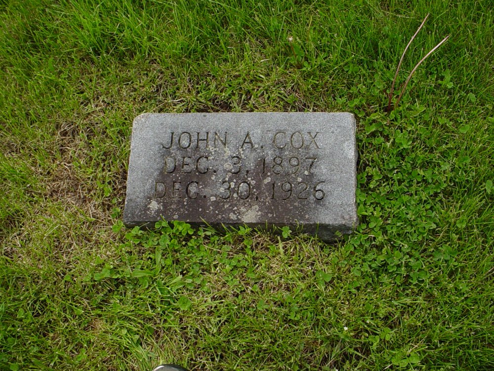  John A. Cox Headstone Photo, Williamsburg Cemetery, Callaway County genealogy