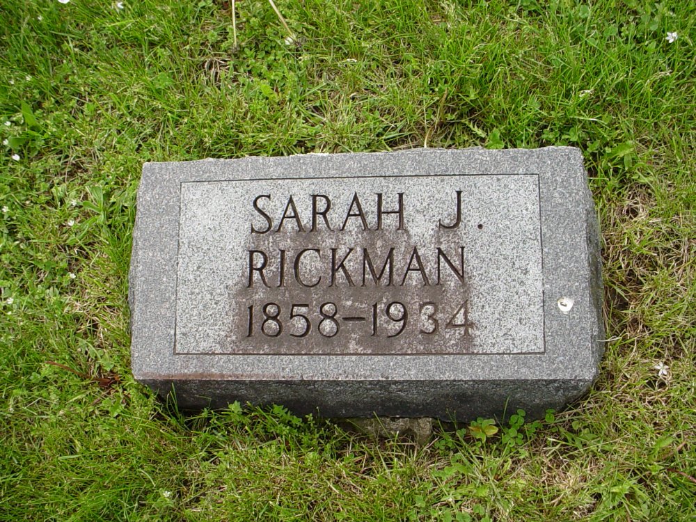  Sarah J. Rickman Headstone Photo, Williamsburg Cemetery, Callaway County genealogy