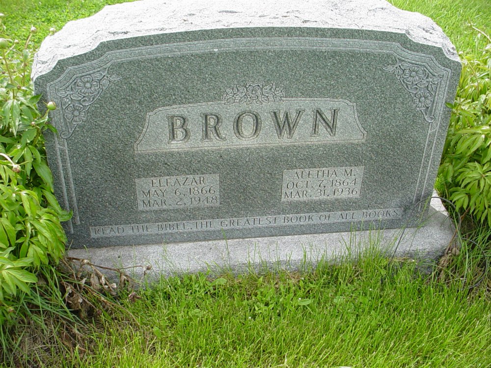  Eleazar Brown & Aletha Parson Headstone Photo, Williamsburg Cemetery, Callaway County genealogy