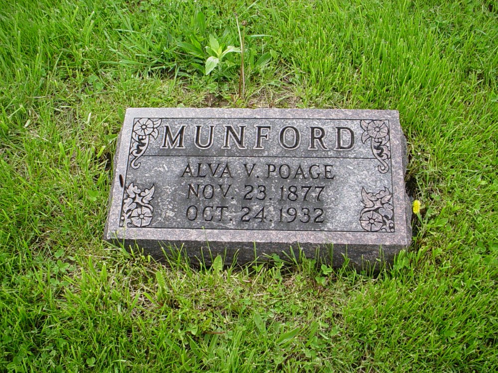  Alva Poage Munford Headstone Photo, Williamsburg Cemetery, Callaway County genealogy