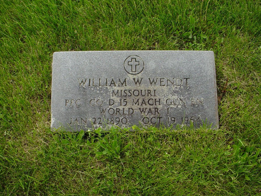  William W. Wendt Headstone Photo, Williamsburg Cemetery, Callaway County genealogy