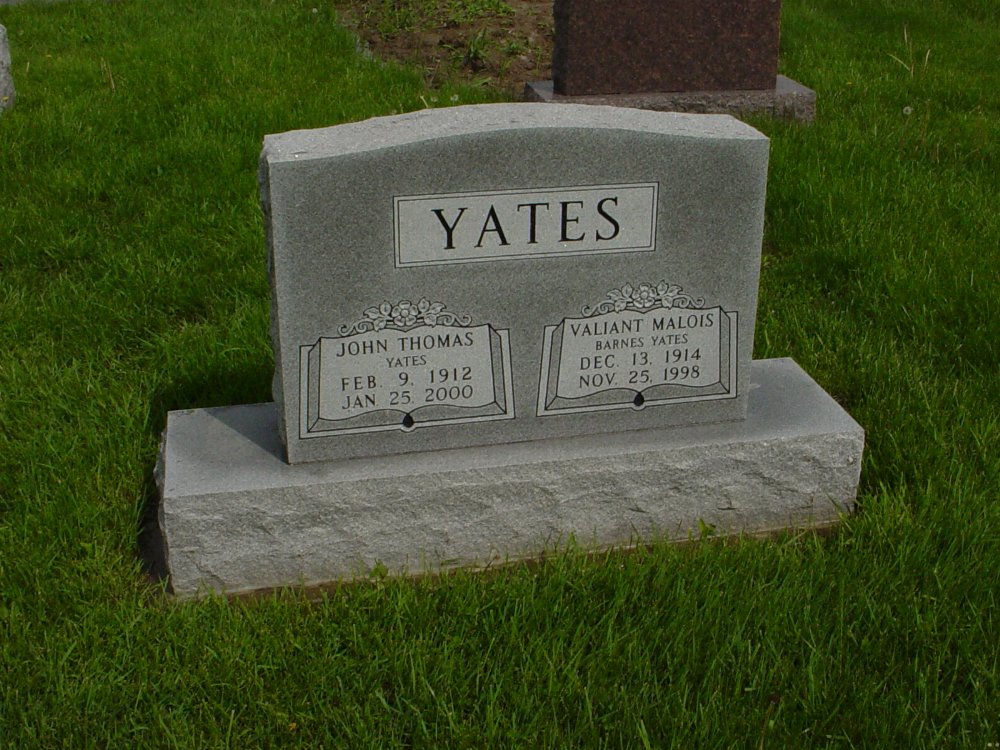  John T. Yates Valiant M. Barnes Yates Headstone Photo, Williamsburg Cemetery, Callaway County genealogy
