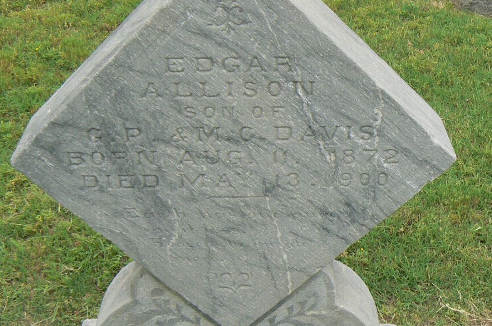  Edgar Allison Davis Headstone Photo, I.O.O.F. cemetery, Callaway County genealogy