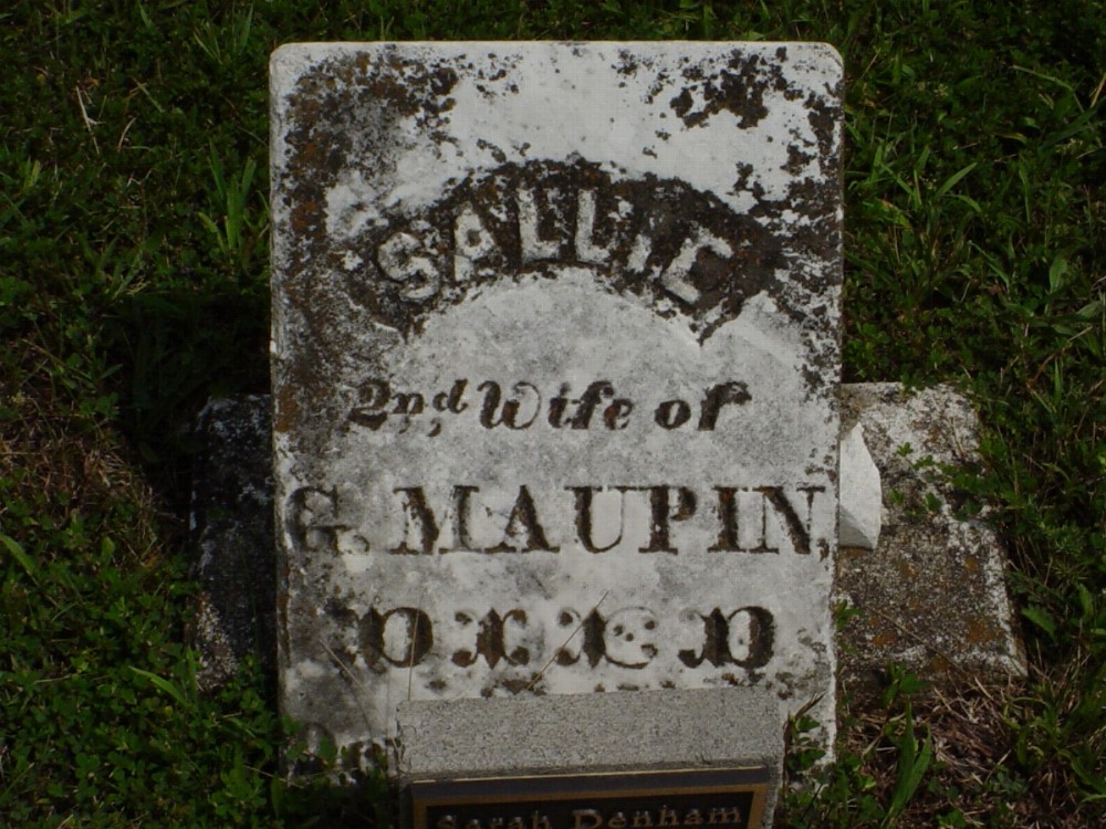  Sarah Denham Maupin Headstone Photo, Dry Fork Cemetery, Callaway County genealogy